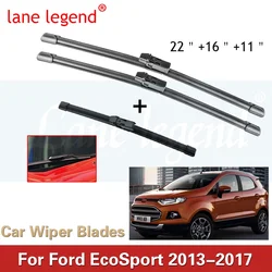 For Ford EcoSport 2013 2014 2015 2016 2017 Front Rear Wiper Blades Kit Cutter Window Boneless Frameless Rubber Car Accessories