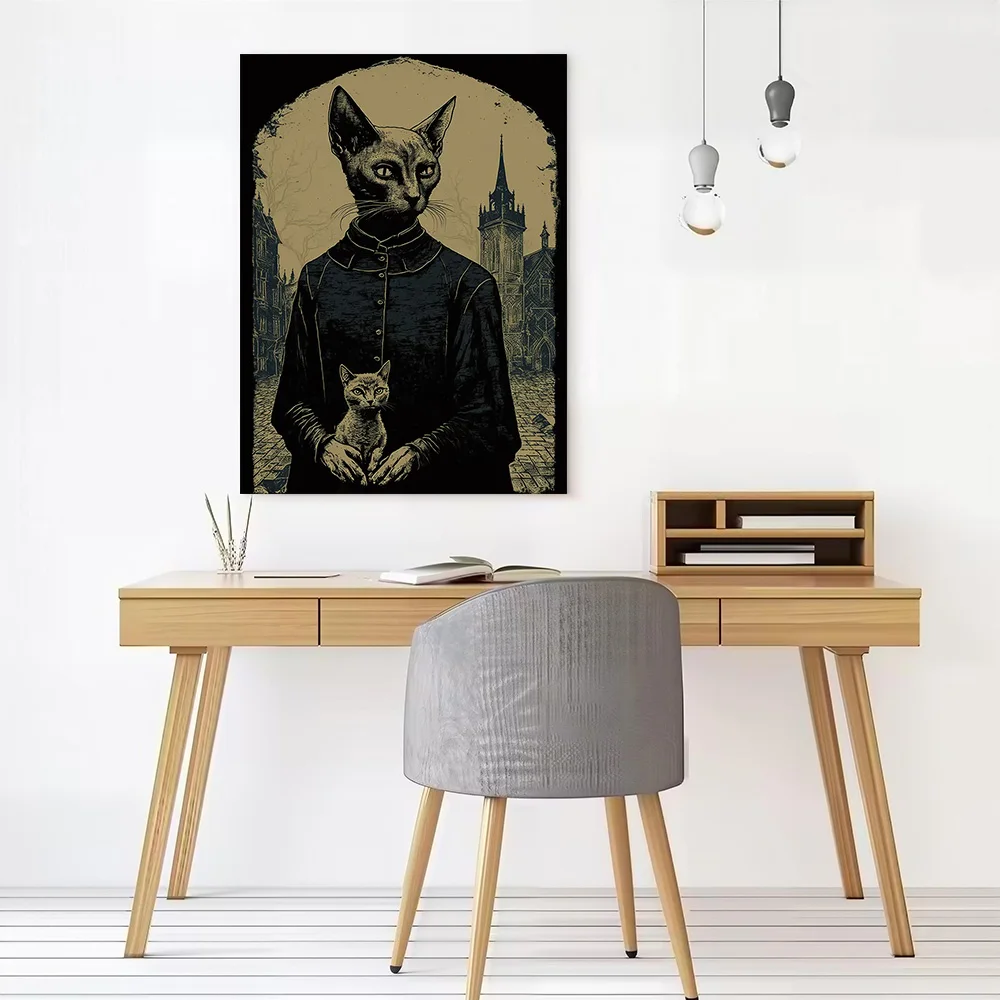 Sphynx Cat Dark Priest Canvas Poster Wall Art Customizable High Quality Printed Picture for Home Decor Living Room Wand Deko