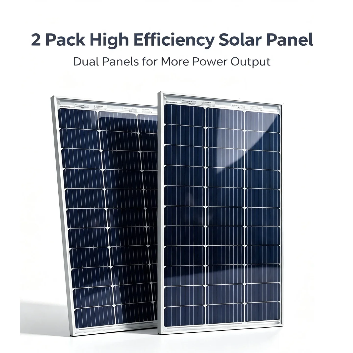 Transparent 100W Solar Panel 2 Pcs, 9BB Mono Solar Cells, Aluminum Alloy Frame for Home Camping RV Boat