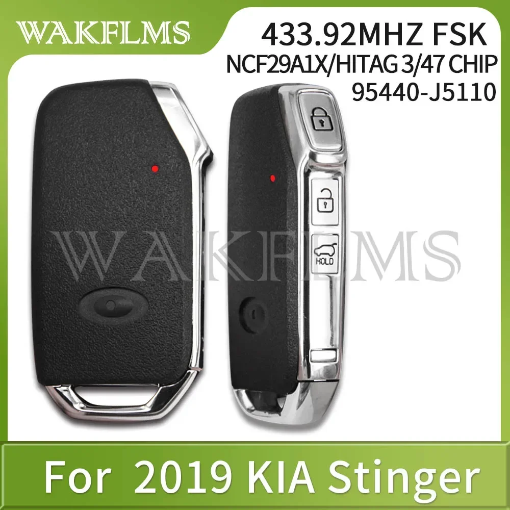 95440-J5110 For KIA Stinger 2019  433MHz ID47 Proximity Keyless Entry Go Smart Car Key 95440 J5110