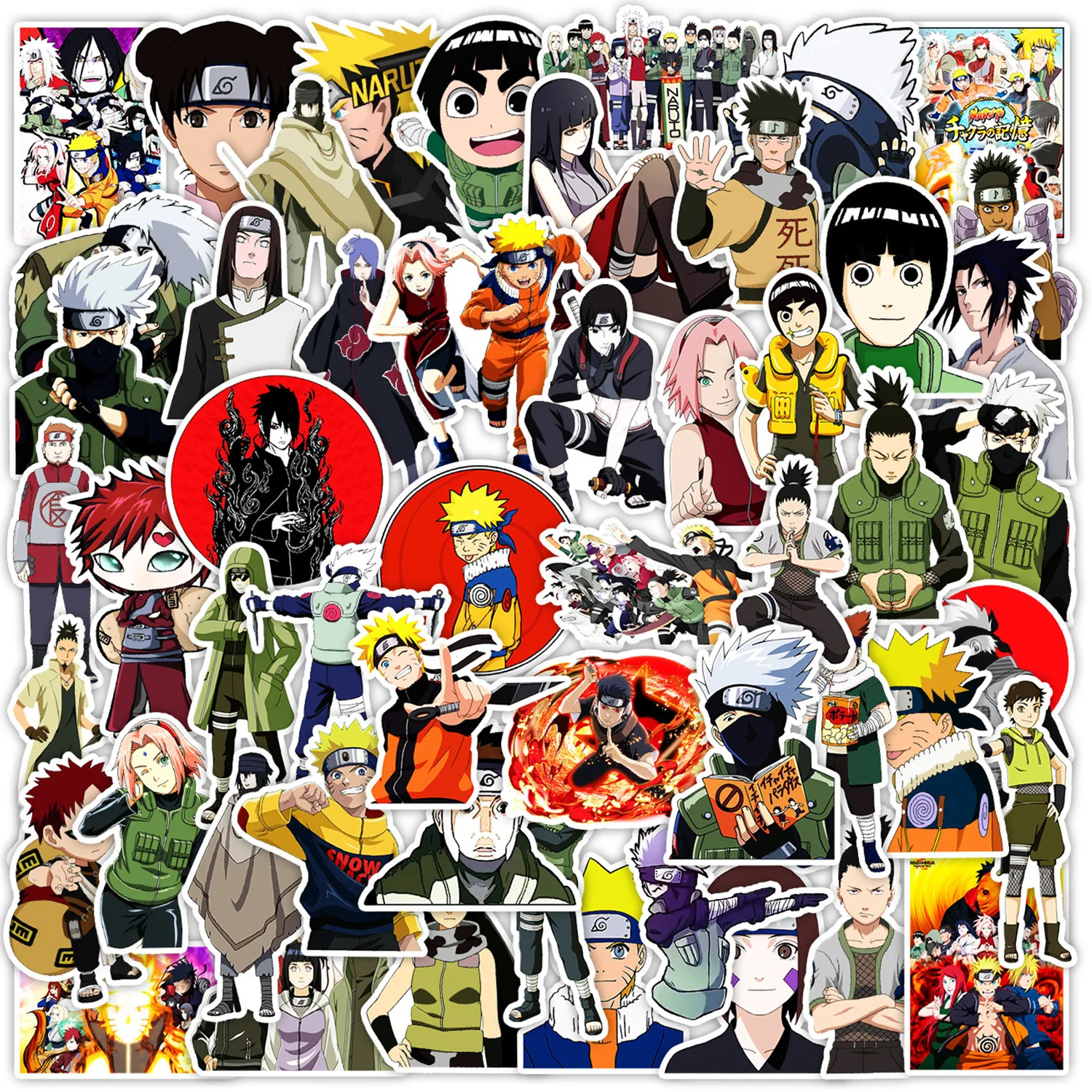 50 pegatinas de Anime Naruto impermeables para decorar teléfonos, portátiles, iPads, equipaje, cuadernos, monopatines, termos y botellas de agua.