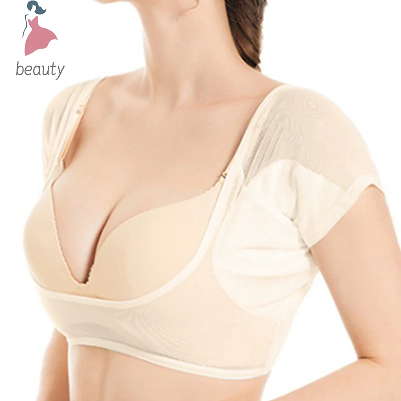 Coussretours de sueur en forme de T-shirt pour femme, respirant, réutilisable, lavable, en maille, sous les ati elles, absorbant le parfum, anti-transpiration, été