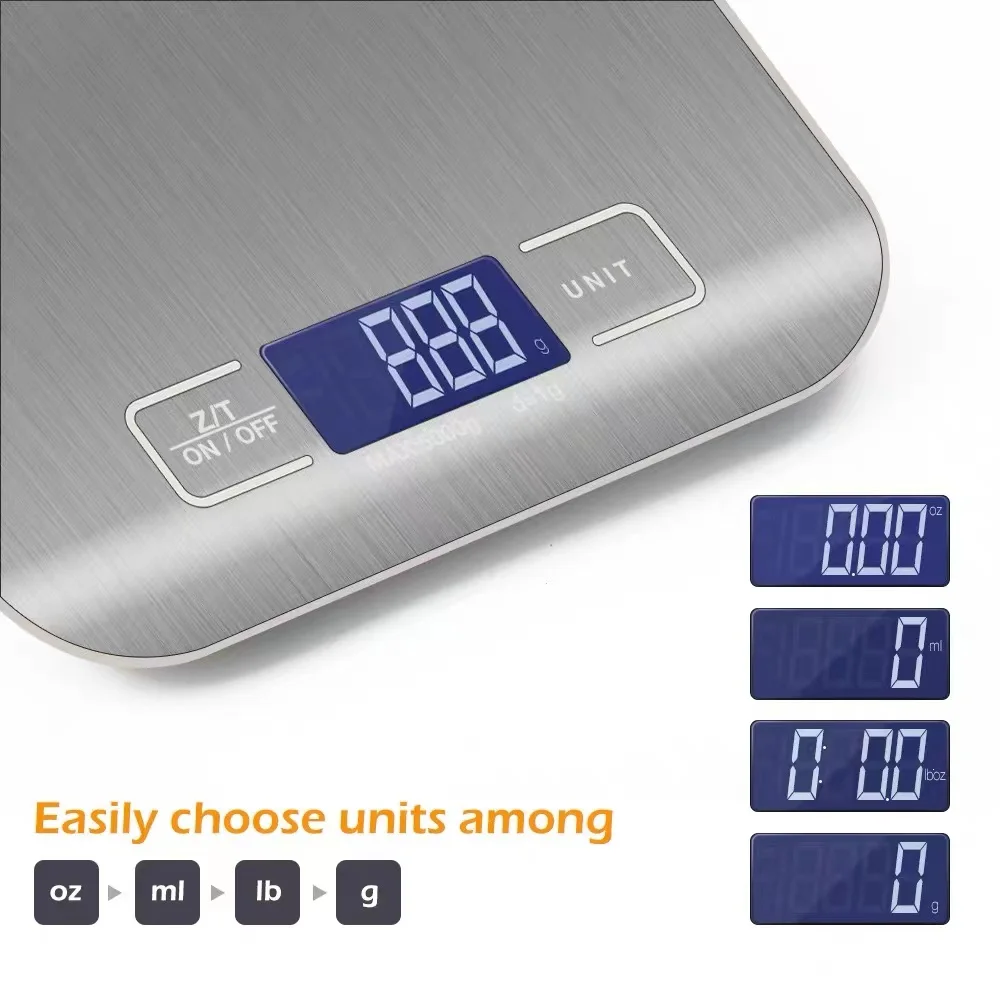 10KG Kitchen Scales Stainless Steel Weighing For Food Diet Postal Balance Measuring LCD Precision Electronic