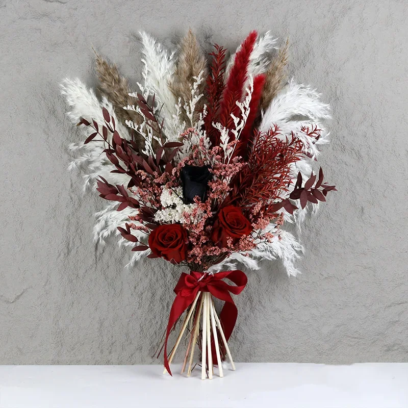 Natural Dried Pampas Grass Flowers Bridal Bridesmaid Wedding Bouquet Home Wedding Flower Table Centerpieces Arrangement Decor