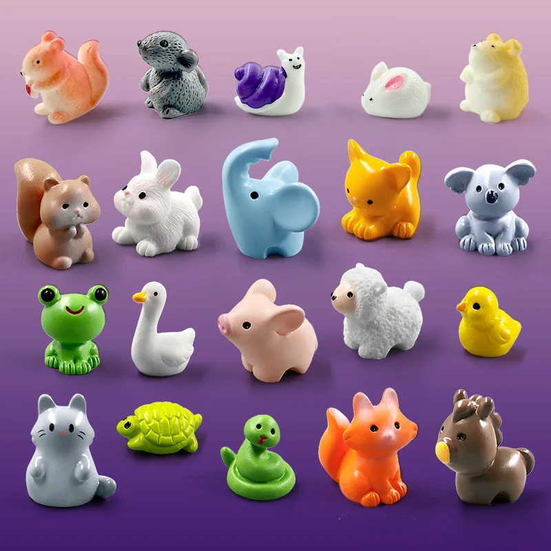 20 قطعة الهامستر الحلزون السنجاب الماوس الفيل الثعلب أرنب خنزير القط الضفدع الفئران تمثال مصغرة الجنية حديقة اكسسوارات الديكور
