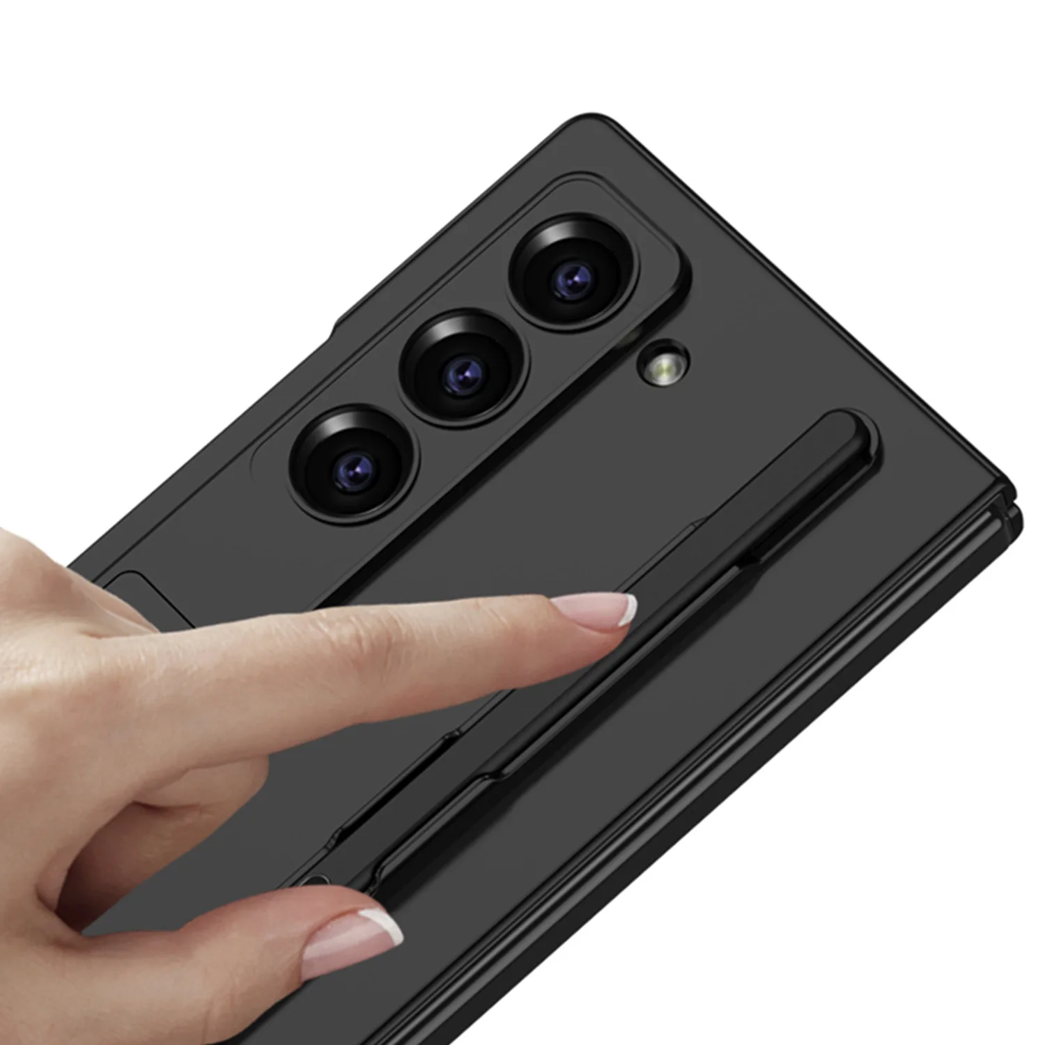 For Samsung Galaxy Z Fold 6 Case Skin Friendly Matte Pen Slot Bracket with Tempered Film Shockproof Hard Back Cover Accessories