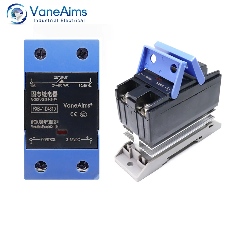 Din Rail Mounting Solid State Relay Single Phase SSR 10A-120A DC Control AC DC Control DC AC Control AC With Heat Sink VaneAims