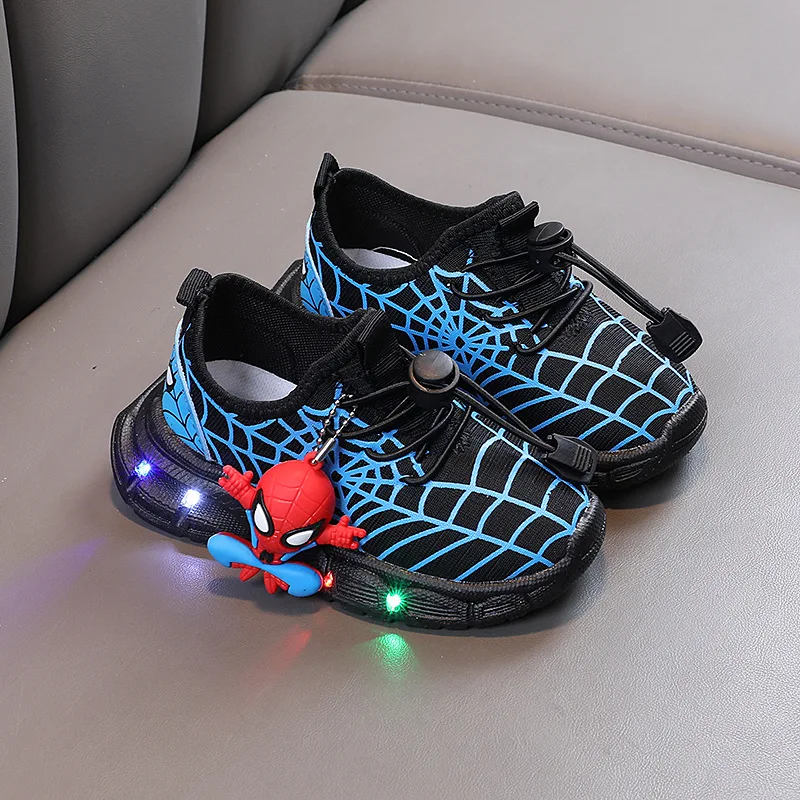 Kids Led Light Shoes Girls Boys Cartoon Spiderman Casual Sneakers Spring Autumn Children Breathable Toddler Sport Running Shoes