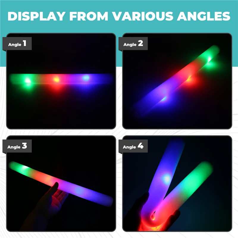 A42Z-20Pcs 흰색 대량 다채로운 LED 글로우 스틱 치어 리더 튜브 어두운 빛 생일 웨딩 파티 용품