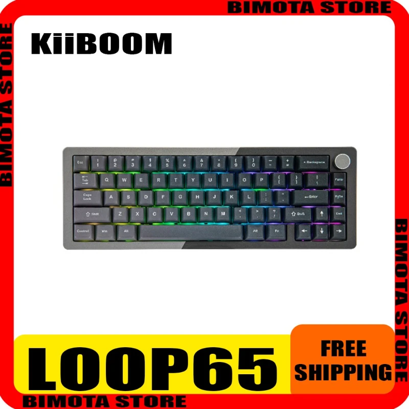 

KiiBOOM LOOP65 3mode Customized Mechanical Keyboard RGB Backlit Bluetooth Hot-Swap Full Aluminum Block Structure gaming Keyboard