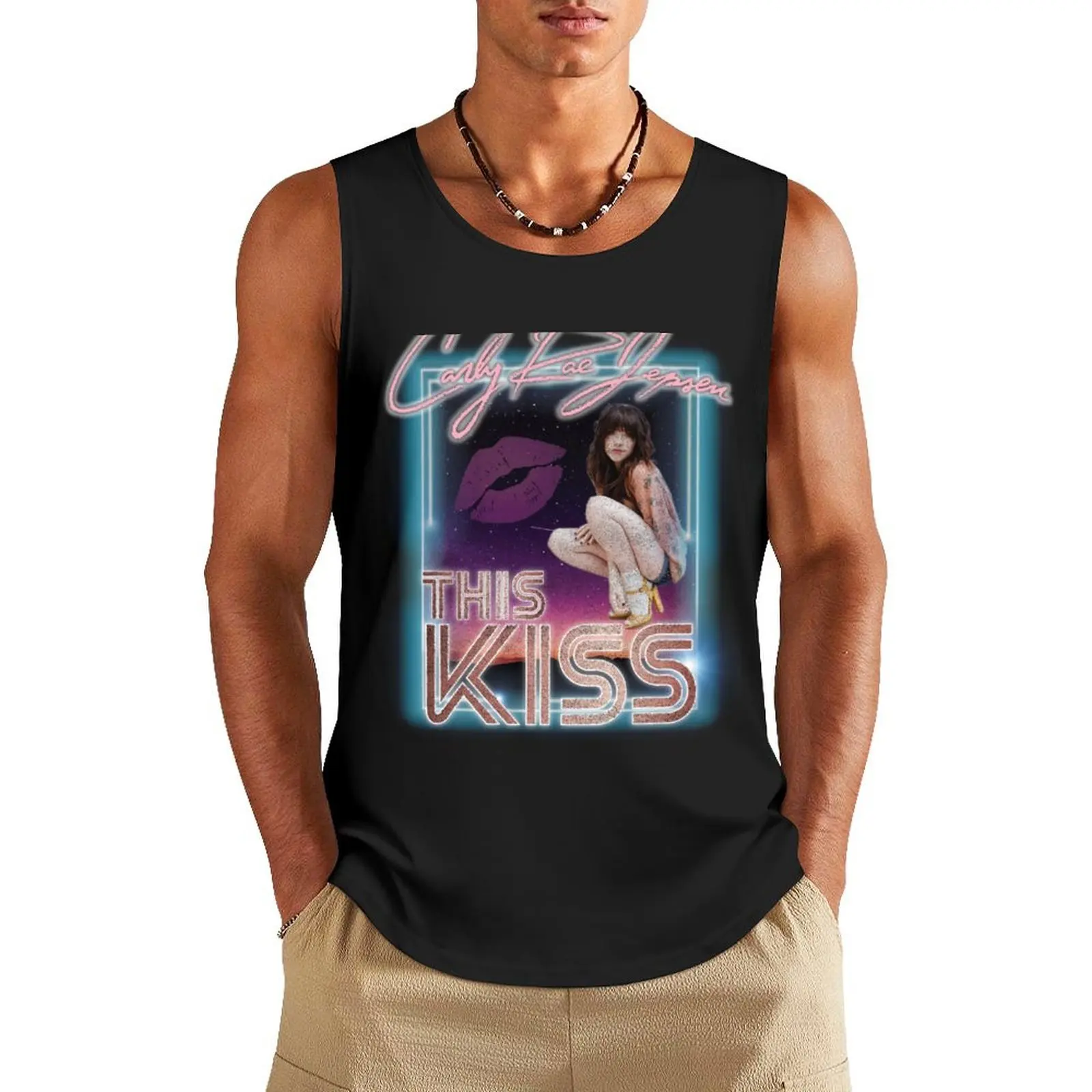 

This Kiss Tank Top sports t-shirts for men Men's summer t-shirt