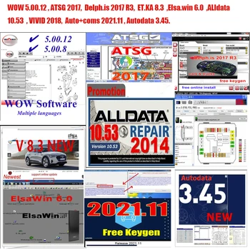 2024 10.53 소프트웨어 Autodata 3.45 Auto + com V2021.11 Delphis 2017 R3 ATSG Vivid 2018 ElsaWin 6.0 WOW 5.00.12 영어, 인기