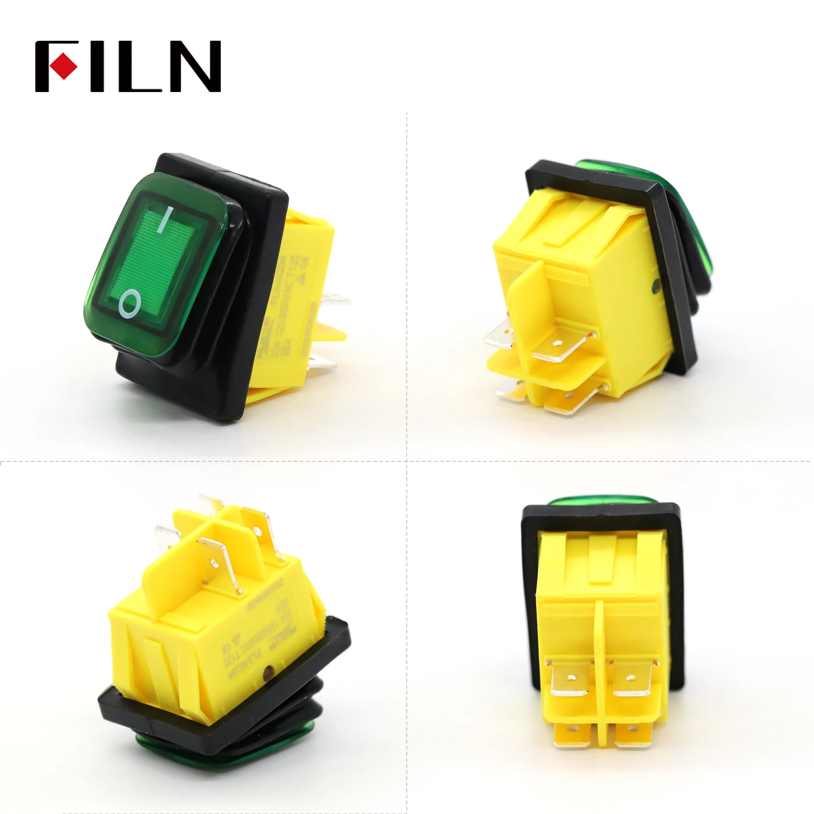 FILN 30A 12V 24V 110V 220VLED Rocker Switch  Waterproof IP65 ON OFF Heavy Duty 4 Pin DPST Sealed  Auto Boat Marine Toggle 30x22 image 3