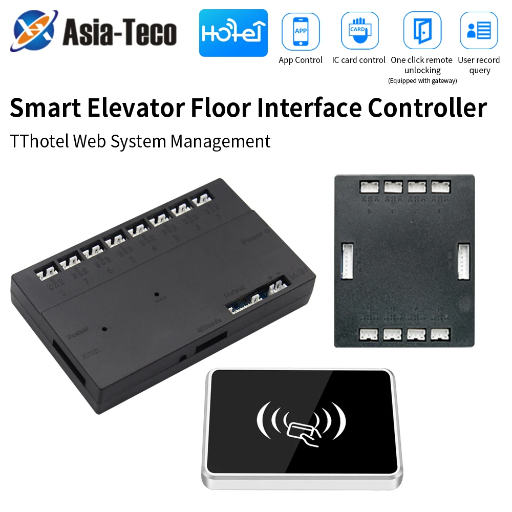 TTHotel Smart Elevator Lift Floor Access Controller 13.56Mhz RFID Elevator Floor Button Card Reader 8 Floors Lift Control