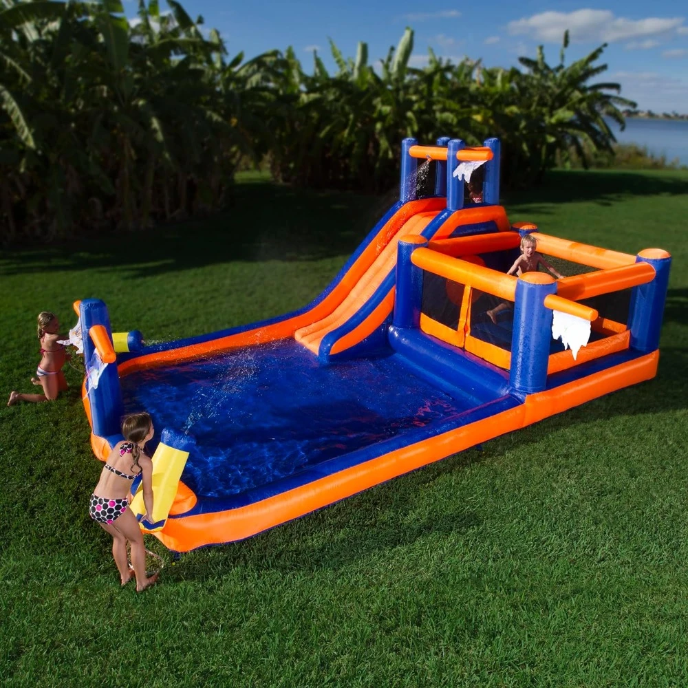 20x12 Huge Wet/Dry Bounce House Water Park  Blower Slide - Climbing Wall Tunnel - Cannons Pool Inflatables Inflatable