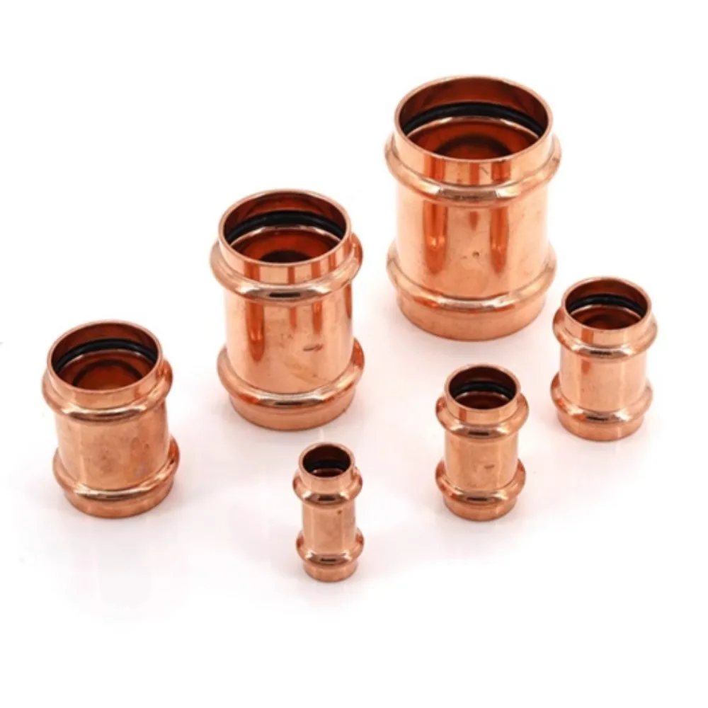 ID 15-54mm Purple Copper Double Clamp Pressure Pipe Fittings Direct V-shaped Clamp Pressure Straight Through Water Pipe Joint