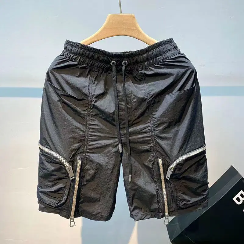 Summer Thin Five-Quarter Men's Workwear Shorts with Multiple Pockets Loose Straight Leg Casual Pants for Outdoor Activities