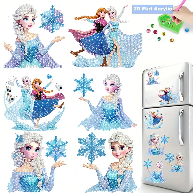 

Frozen Elsa Princess Mickey Minnie Magnetic DIY Diamond Painting Fridge Magnet Anime Character Ornament Souvenirs