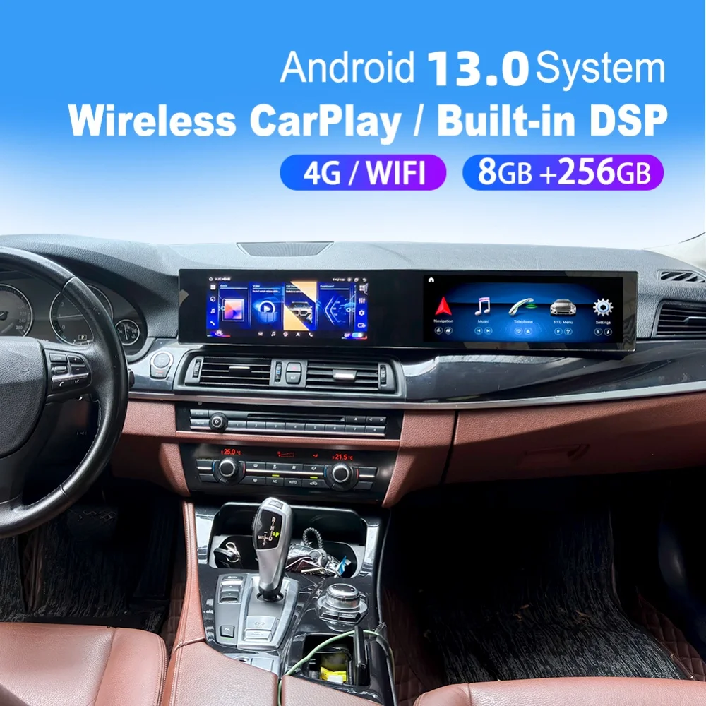 

24.6 Inch For BMW 5 Series F10 F11 2010-2017 Dual Screen Android Car Multimedia Automotive GPS Navigation Radio Stereo Head Unit