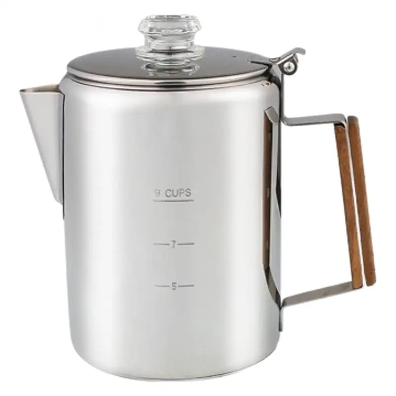 9 Cup Coffee Percolators 1500ml Stainless Steel Coffee Maker Portable Camping Home Stovetop Coffee Pot With Comfort Grip
