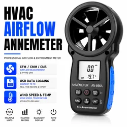 HoldPeak HP-866A Digital Anemometer CFM Air Flow Meter Wind Speed Tester USB Data Logging HVAC Detector Temp Humidity
