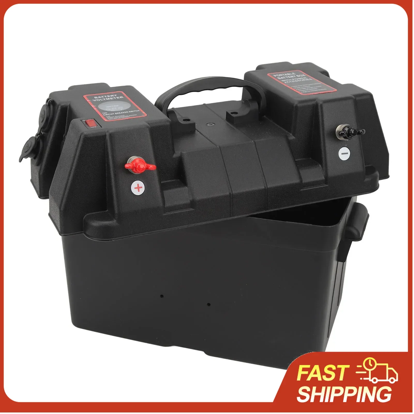 

Trolling Motor Smart Battery Box Rainproof 2 USB Port ABS Marine Battery Power Center Resistant for RV Van SUV ATV Camping Truck