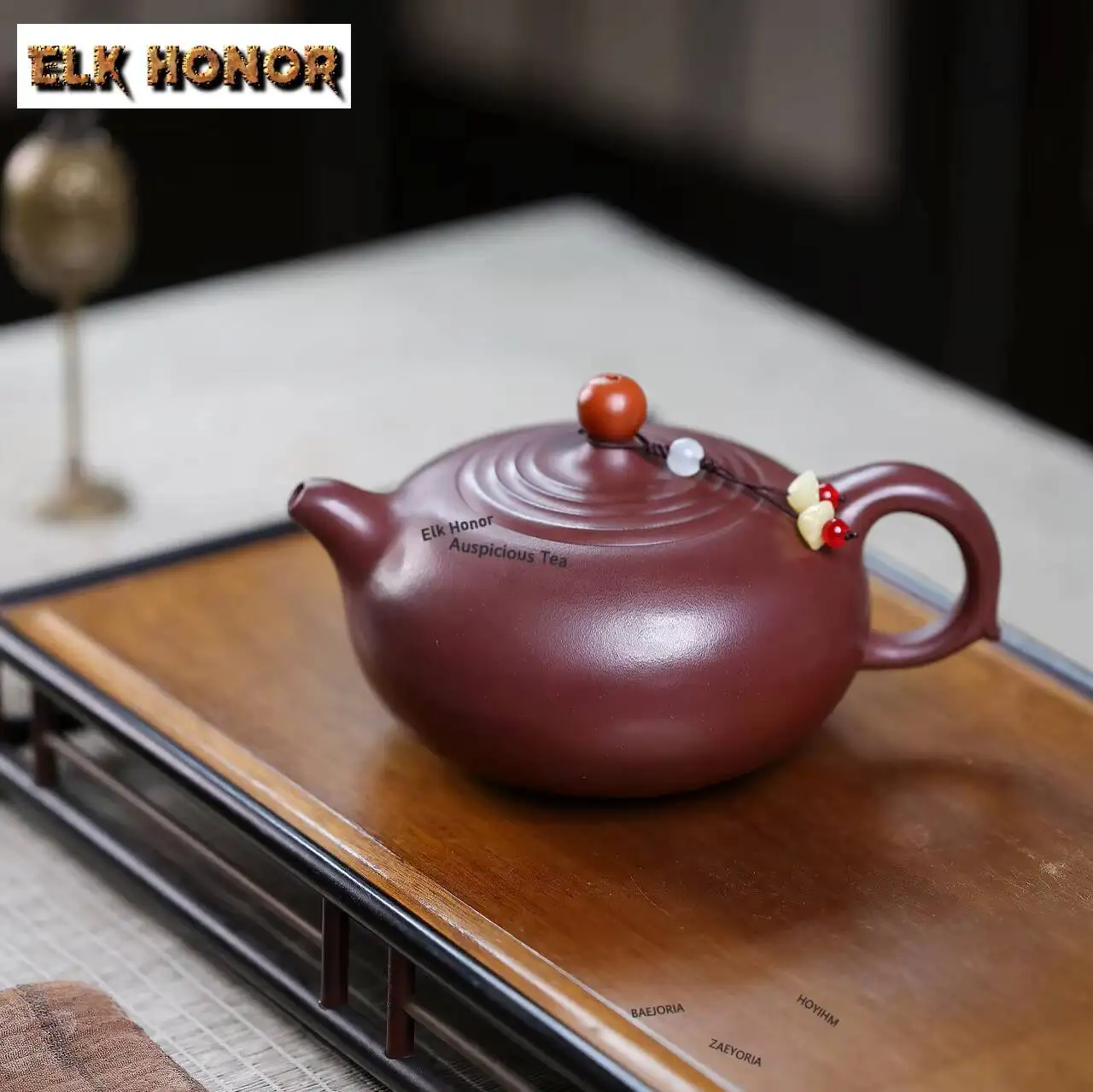 ZAEYORIA 420ml Boutique Yixing Purple Clay Teapot Handmade Lucky Strike Pot Raw Ore Mud Tea Maker Infuser Kettle Zisha Teaset