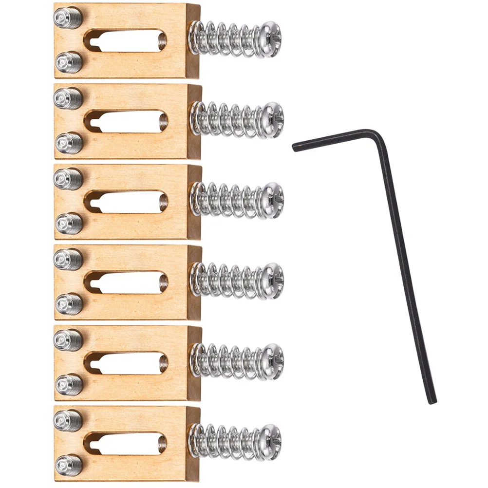 

6 Pcs Electric Guitar Bridge Saddles 10 5MM String Spacing Solid Brass Silver Precision Made Tremolo System Musical Instrument