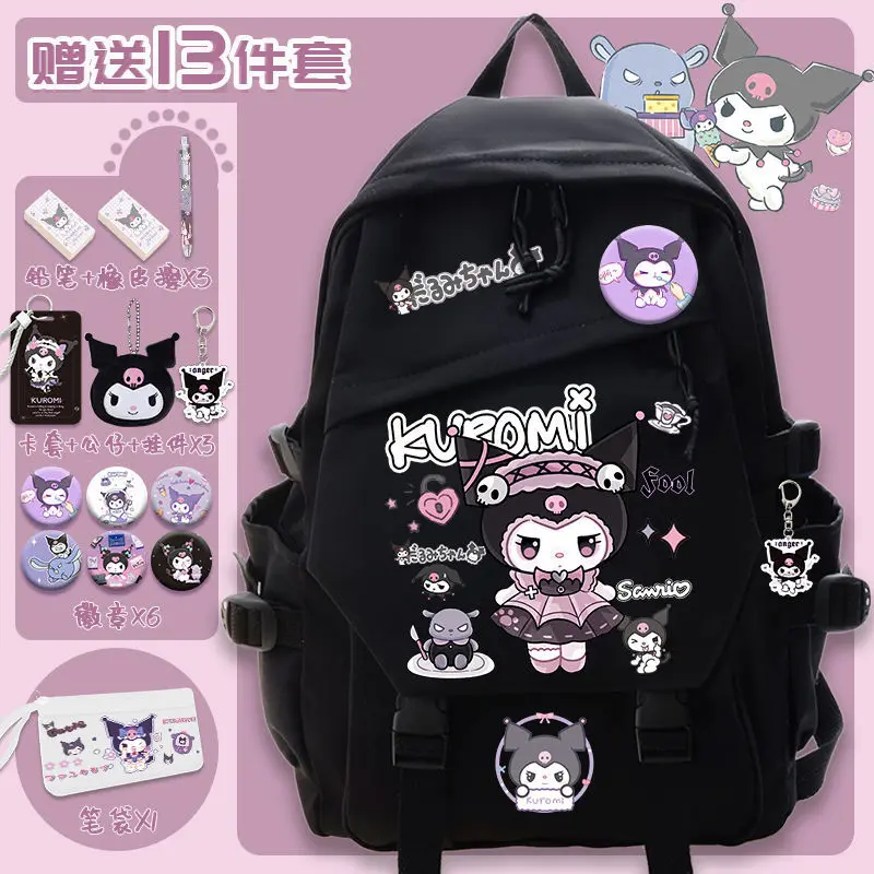 Sanrio bonito dos desenhos animados grande capacidade mochila, mochila casual para estudante menina Ins, novo Clow M