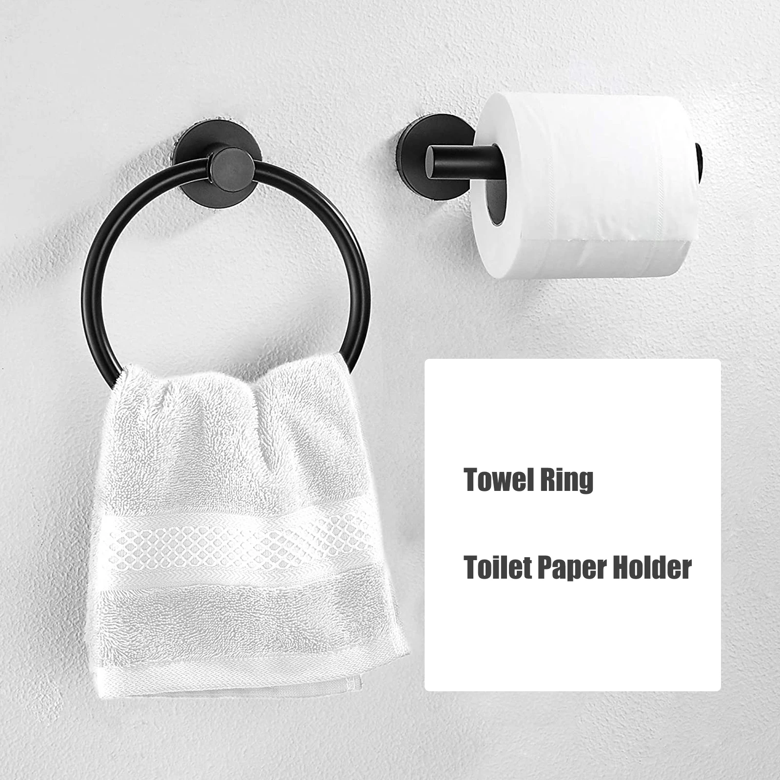 

2pcs Ring Paper Towel Mounted Bathroom Towel Holder Set Space Saving Easy Install Modern Decor Toilet Tissue for Home