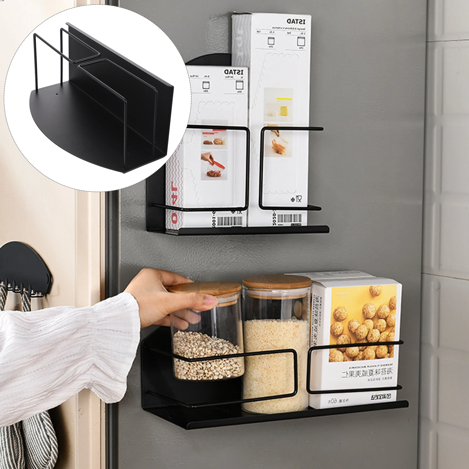 

Magnetic Storage Rack Fridge Spice Organizer Kitchen Wall Shelf Freezer Door Rack Hanging Metal Shelf For Bathroom Closet