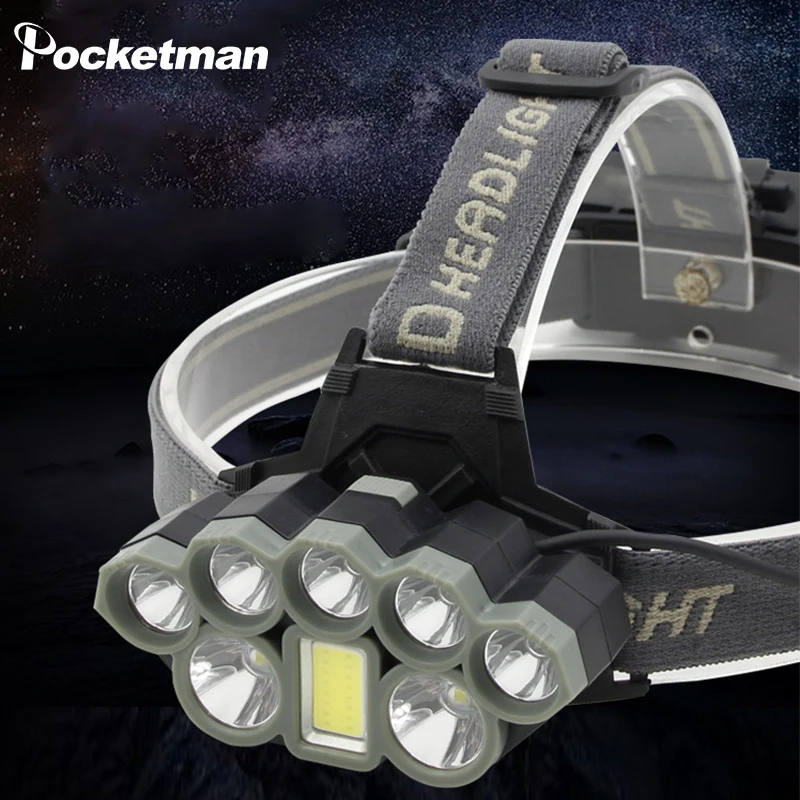 

Powerful 8*LED+COB Headlamp Night Fishing Headlight USB Rechargeable Head Lamp Waterproof Head Flashlight Camping Head Light