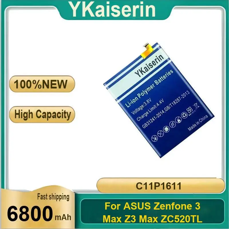 

6800Mah C11P1611 For Asus Zenfone 3 Max Z3 ZC520TL Mobile Phone Battery Portable Reliable Replacement