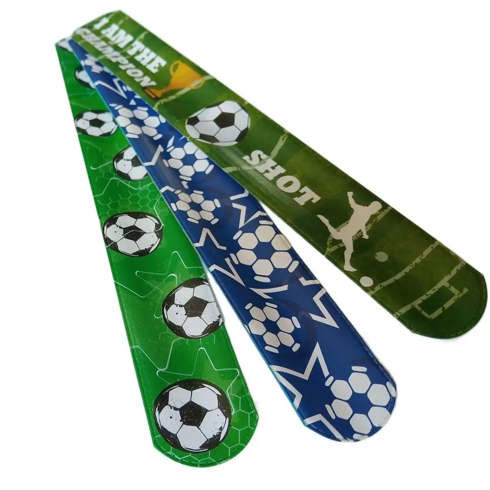 12 Stuks Handring Voetbal Papa Cirkel Decoratie Snap Wrap Kind Slap Band Armband Gunst Voetbal Klap Cirkel Voetbalfans