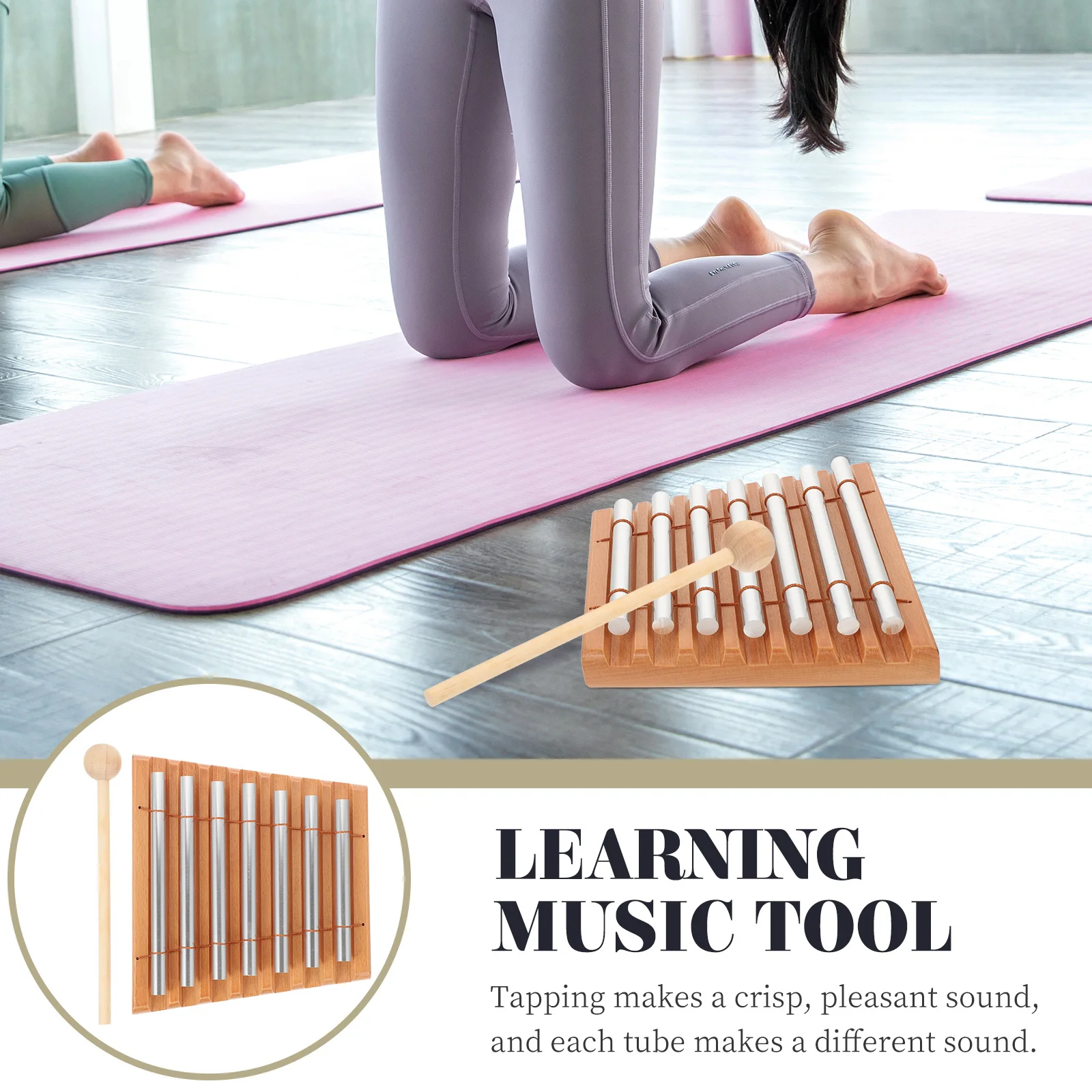 

1 set 1 Set Of Wooden Percussion Chimes For Kids Classroom Music Teaching Instrument With Mallet Educational Rhythm Chimes For