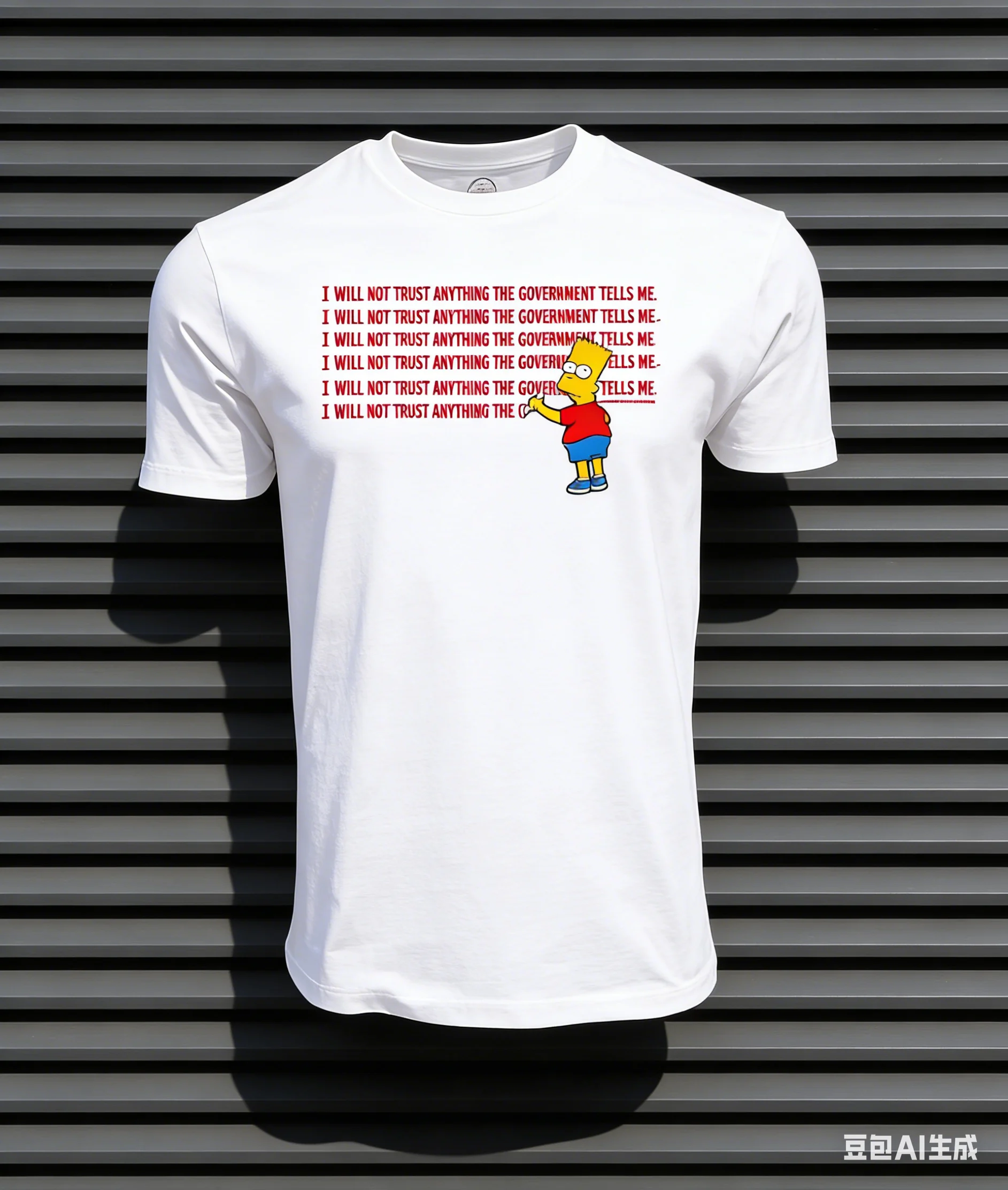 Camiseta de Los Simpson Bart con la frase 'No confiaré en nada que me diga el gobierno', talla grande S-4XL, camiseta de Papá Noel, camiseta gráfica divertida, estilo retro