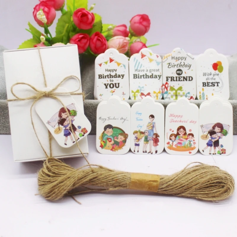 3x5cm 100 Teacher's Day elevators, Happy Teacher's Day, Happy Birthday tags, and holiday cards