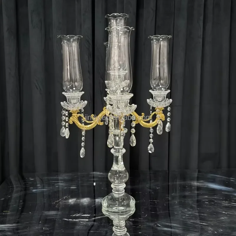 Elegant Transparent Crystal Candlestick Holder for Dining Table Decoration Wedding Centerpiece Ornament Home Decor
