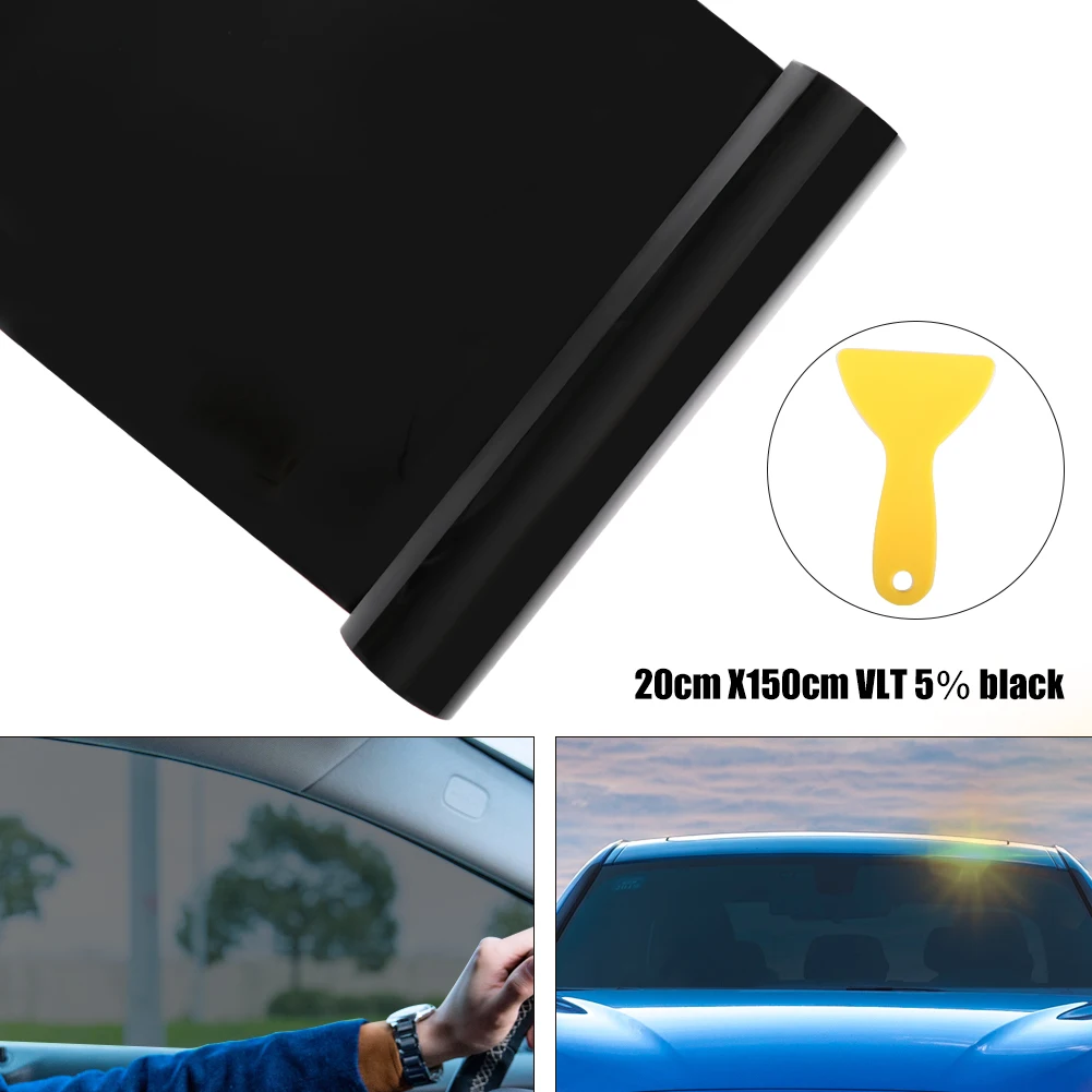 20cm*150cm Solar Film for Car Windscreen Tinted In Black Clear Solar Film  99% Anti-UV Sun Shade Protection Car Accessories