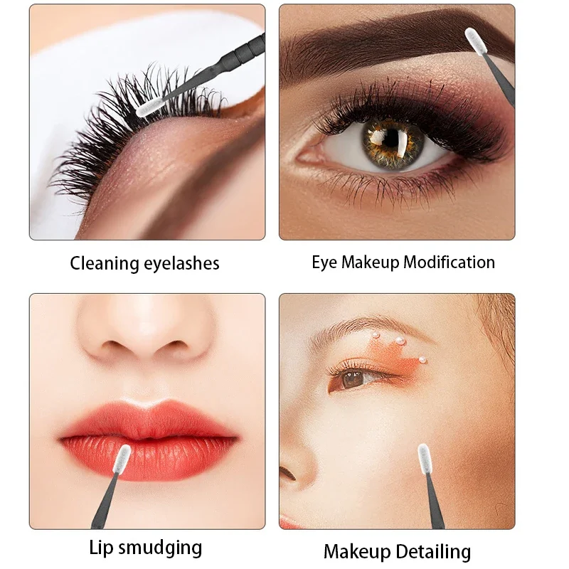 500/1000 pçs escovas de cílios descartáveis cotonete de cristal microbrushes ferramenta de extensão de cílios enxertia lash remoção aplicadores