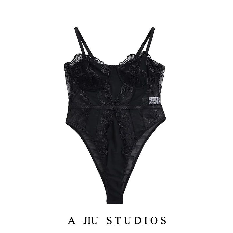 

Pure Desire Sexy Bla Lace Me Patchwork Vest Strap Women's Slim Fit Underwear Base Suit High Waist ort Pants