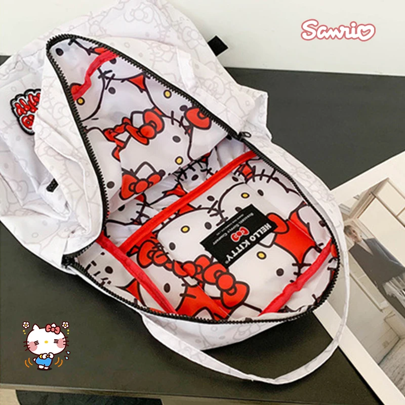 Kawaii Hello Kitty Sanrio Backpack Y2K Cartoon Nylon Student Lightweight Large Capacity Schoolbag Travel Storage Birthday Gifts