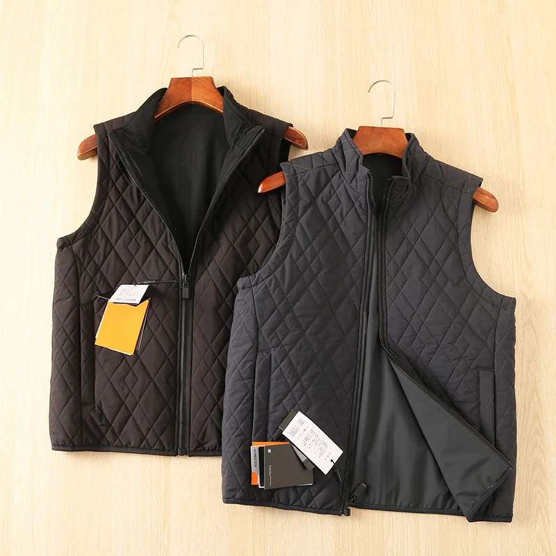 

Australian Wool Core Men's Spring Diamond id Vest Jaet Double-Sided Wear Casual Busin Luxury Stand Fit Faion Urba...