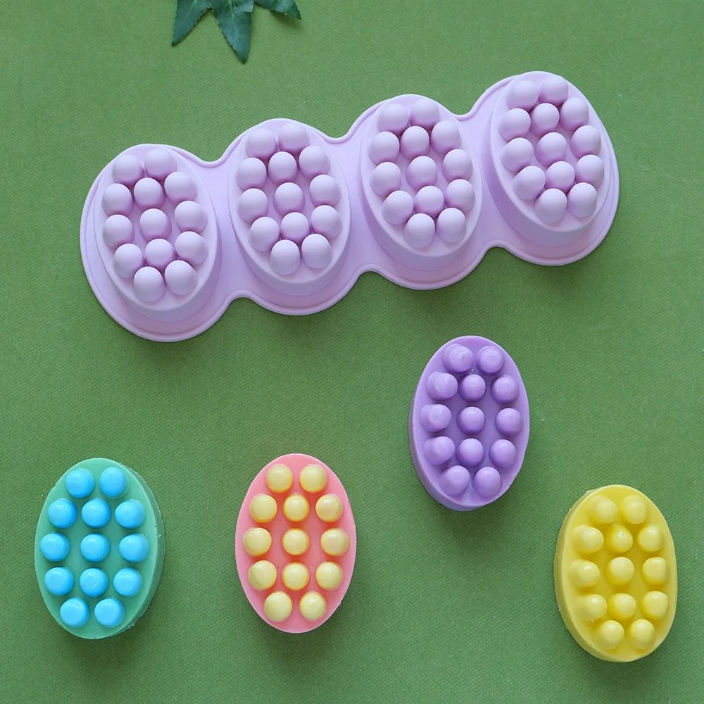 1Pc 4 Holes Massage Soap Mold Point Shape DIY Classic Handmade Silicone Mold Used For Bath Salts Craft Soap Making Supplies