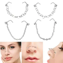 Fashion None Pierced No Piercing Double Nostril Nose Clip Fake Nose Ring Nose Chain Nose Ring