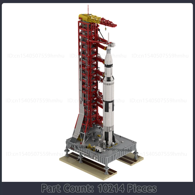 MOC Building Blocks Space Series Apollo 11 Launch Umbilical Tower And Saturn V Crawler Transporter DIY Assembled Bricks Toy Gift