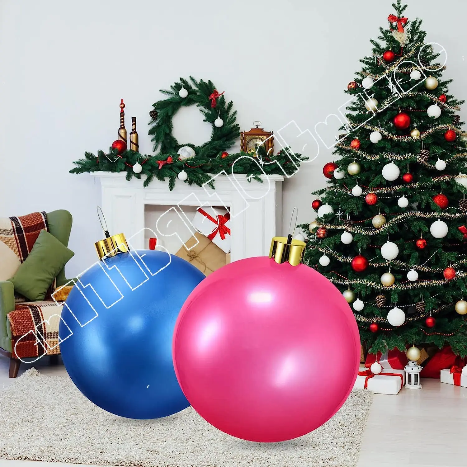 

Christmas Oversized Inflatable Christmas Ball Decoration Outdoor Lawn Courtyard Tree Hanging 65cm