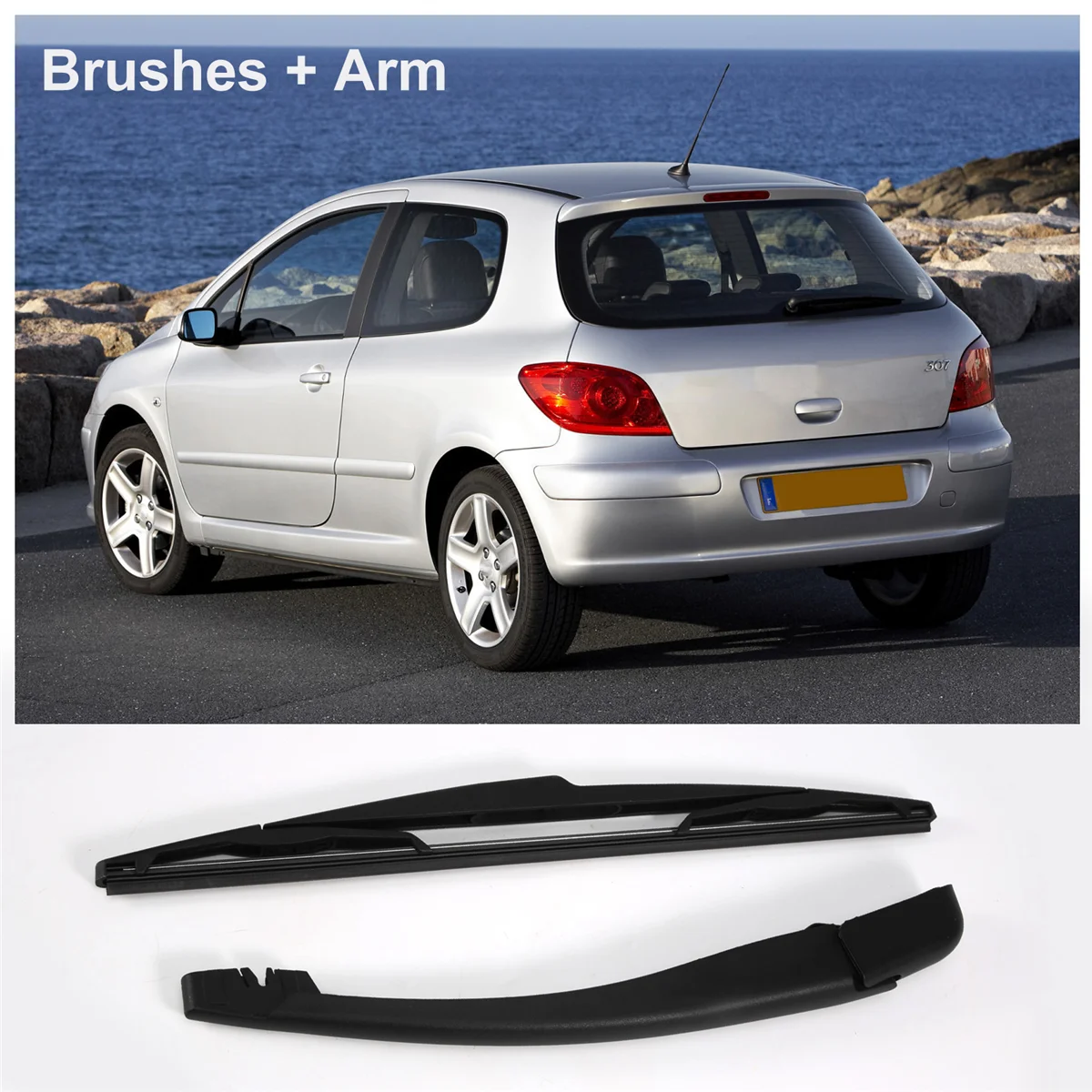 

Brushes + Wiper Blade Arm Black for Car Rear Bezel PEUGEOT 307 SW / ESTATEJAS