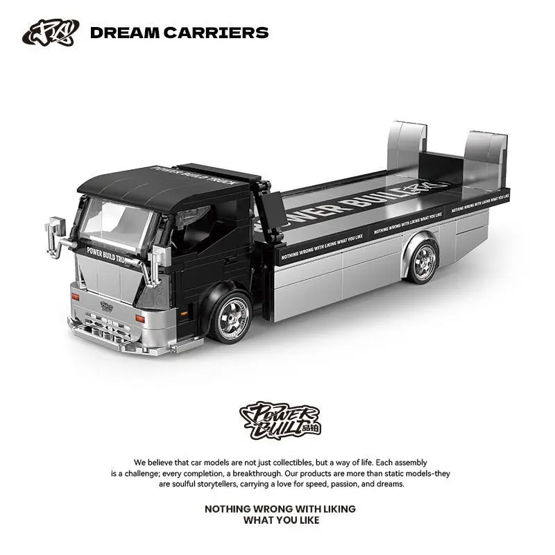 

POWERBLOCK New Flatbed Truck Model Building Blocks Transport Vehicle Model Assembled Ornaments Car Toys Kid Birthday Gift PB8838