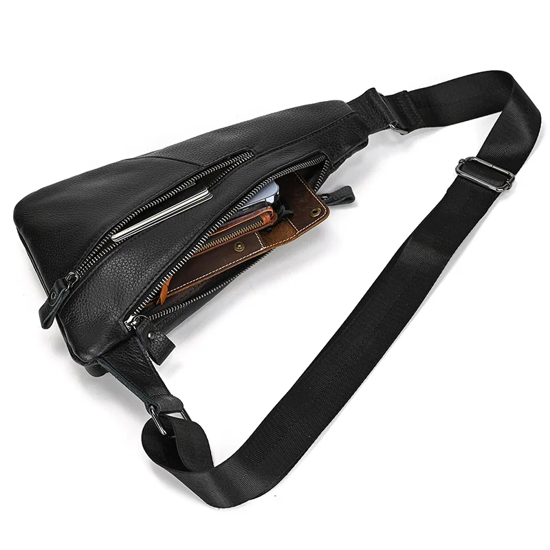 الراقية حقيبة الصدر الموضة الرجال حقيبة كتف جلدية حقيقية حقيبة كروسبودي طبقة علوية جلد البقر حقيبة رجالية كلاسيكية #4